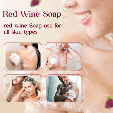 Vcare Red Wine Soap for All Skin Types - Redwine Bathing Bar Deep Cleansing, Exfoliating & Moisturizing Bathing Soaps Combo Pack - 100g (Pack of 6)